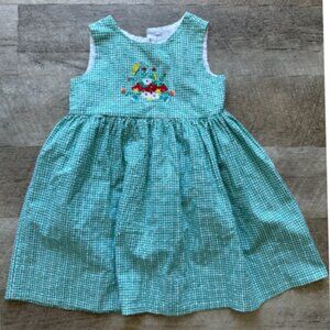 Girls Vintage Sundress Vintage Green Seersucker Sleeveless Size: 4T